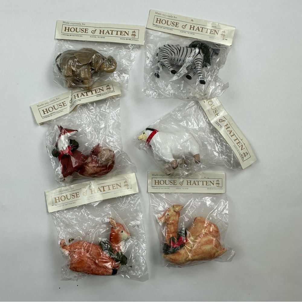 House of Hatten 90’s Vintage Christmas Ornaments Set of 6 Animals